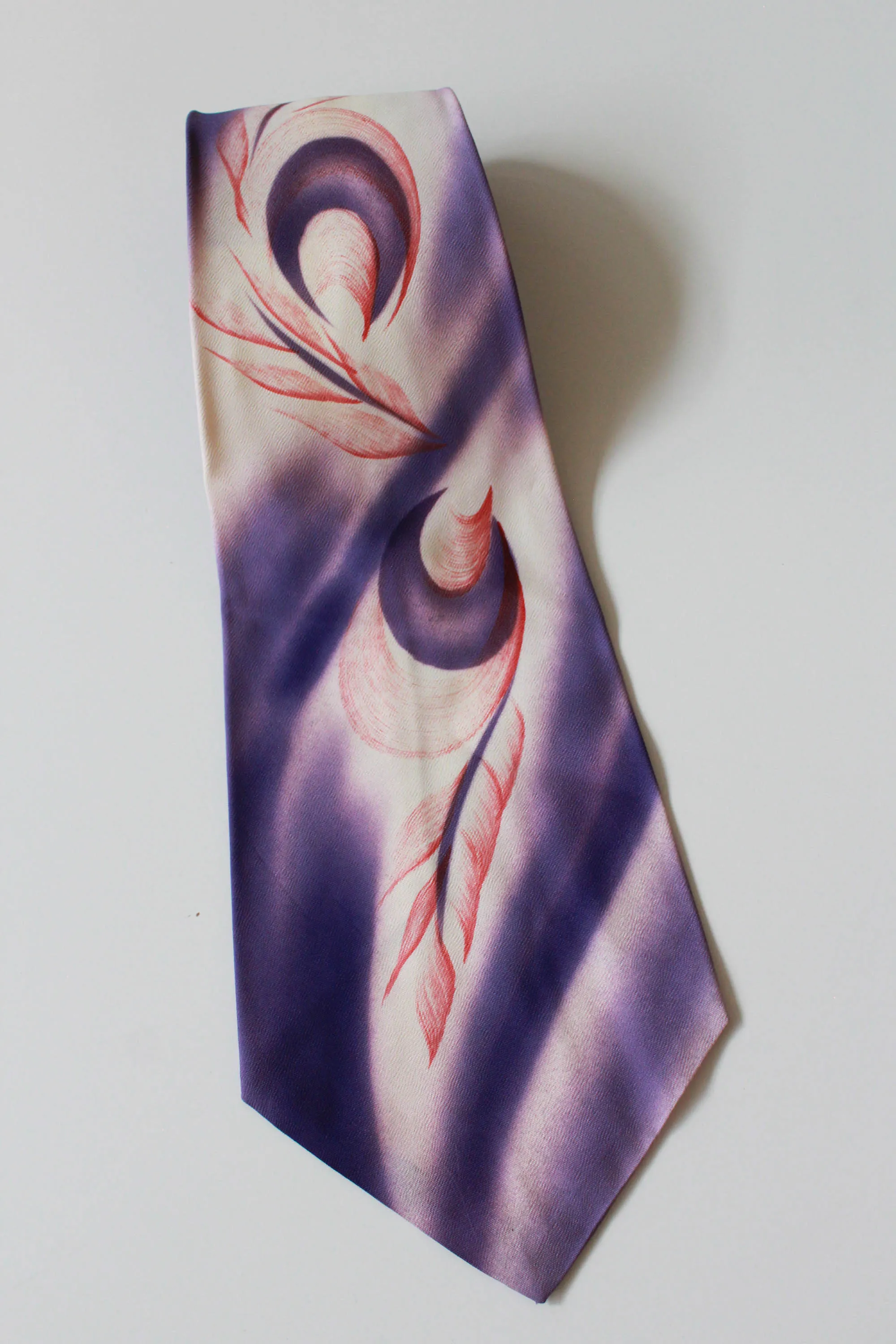 1940s Purple Hand Painted Necktie