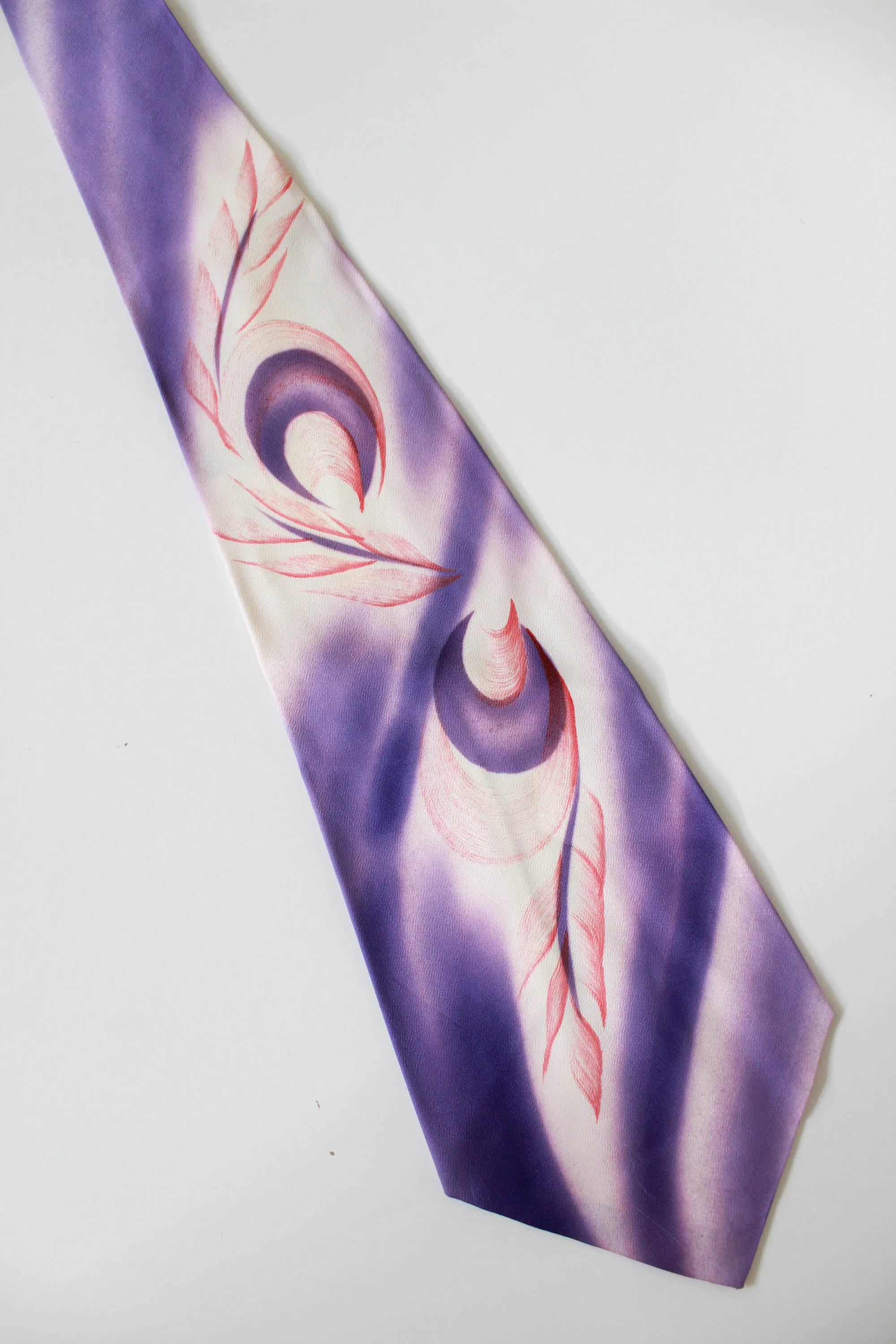 1940s Purple Hand Painted Necktie