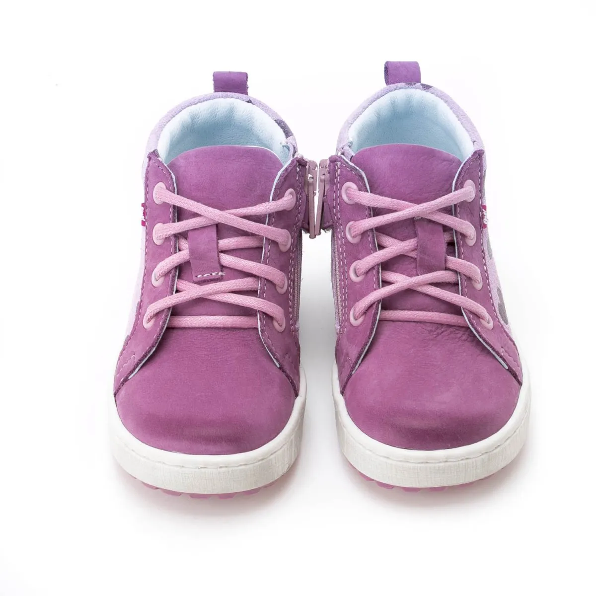 (2624) Purple Hearts Lace Up Sneakers