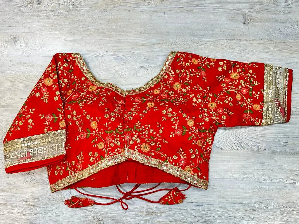 50W575-RO Red Floral Embroidered Blouse