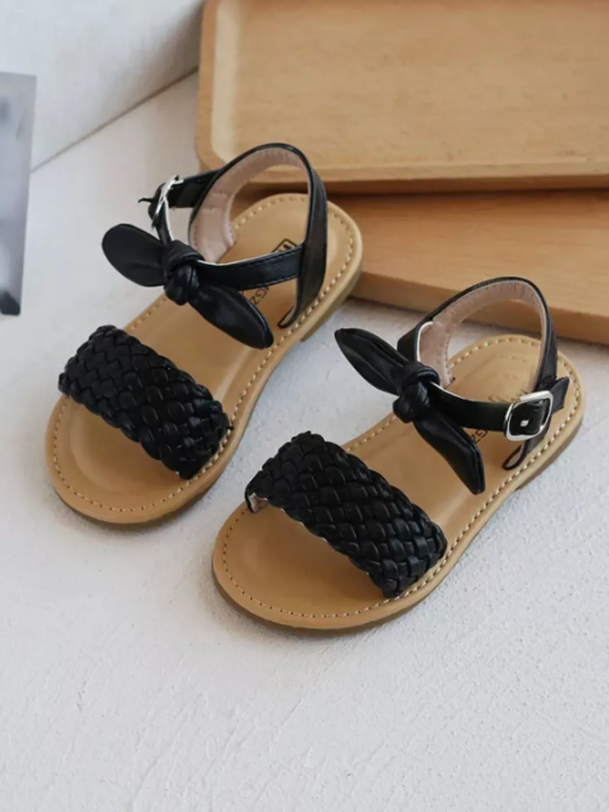 Adorable Girls' Bow-Knot Braided Sandals By Liv and Mia