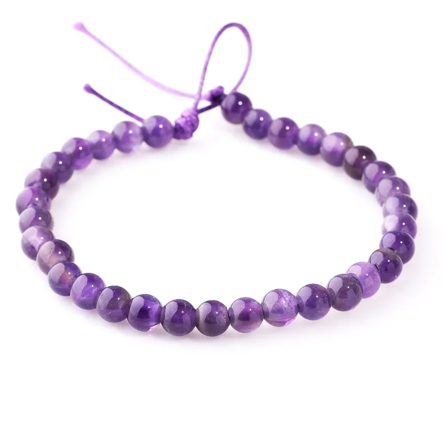 Amethyst 6mm Round - Large Hole Beads