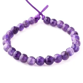 Amethyst 8mm Round Faceted Large Hole Beads - 8 Inch