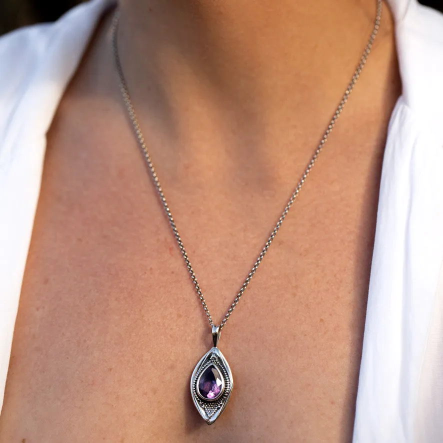 Amethyst Lotus Seed Pendant