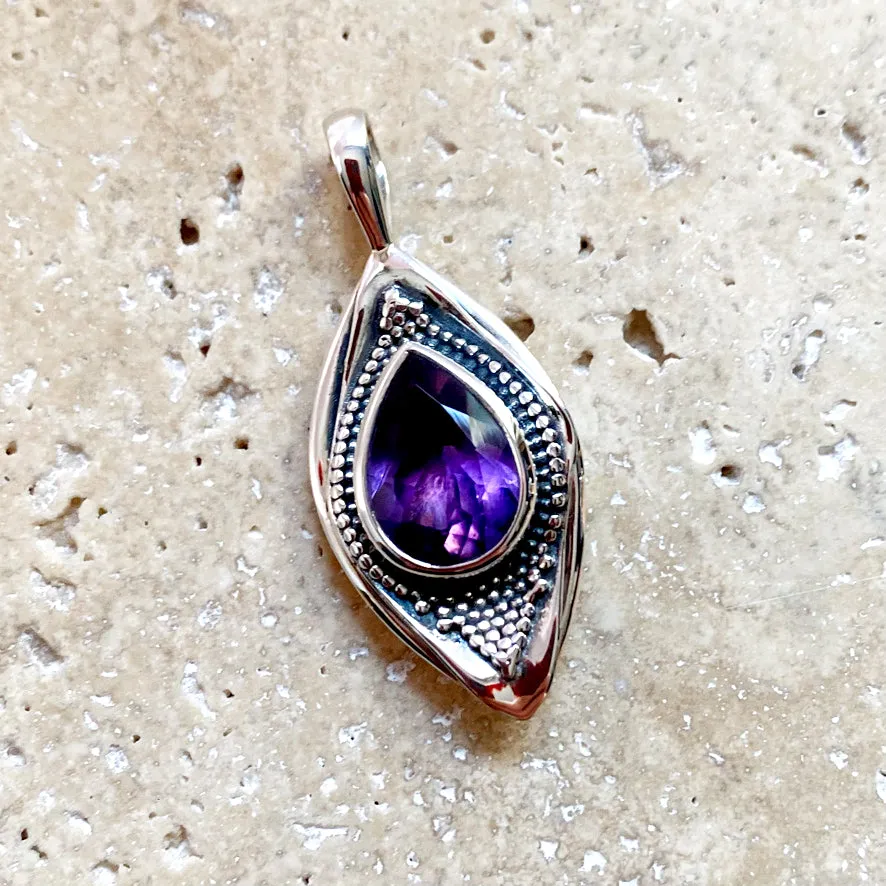 Amethyst Lotus Seed Pendant