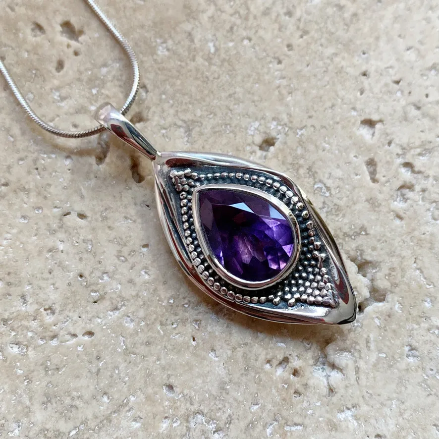 Amethyst Lotus Seed Pendant