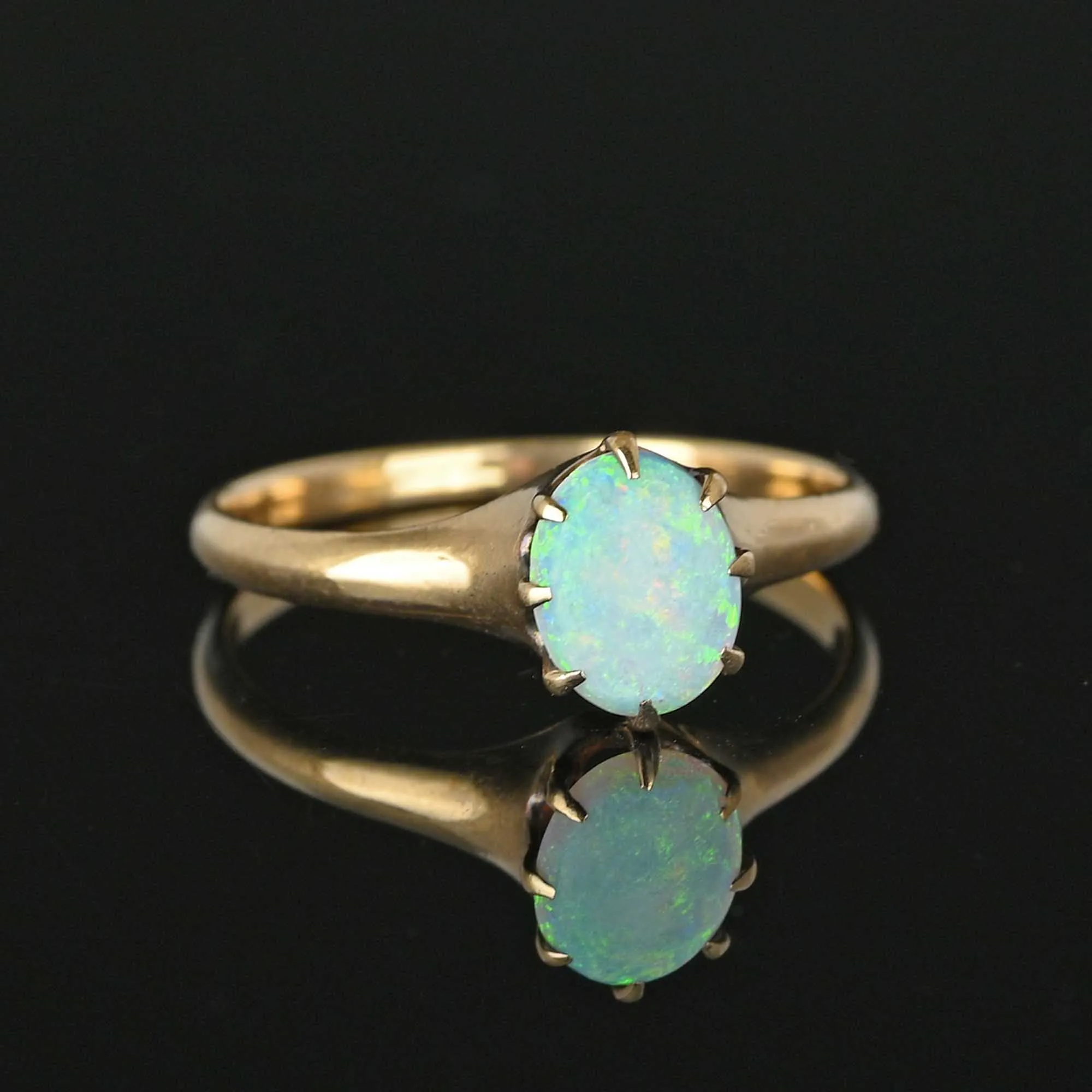 Antique Edwardian Gold Solitaire Opal Ring