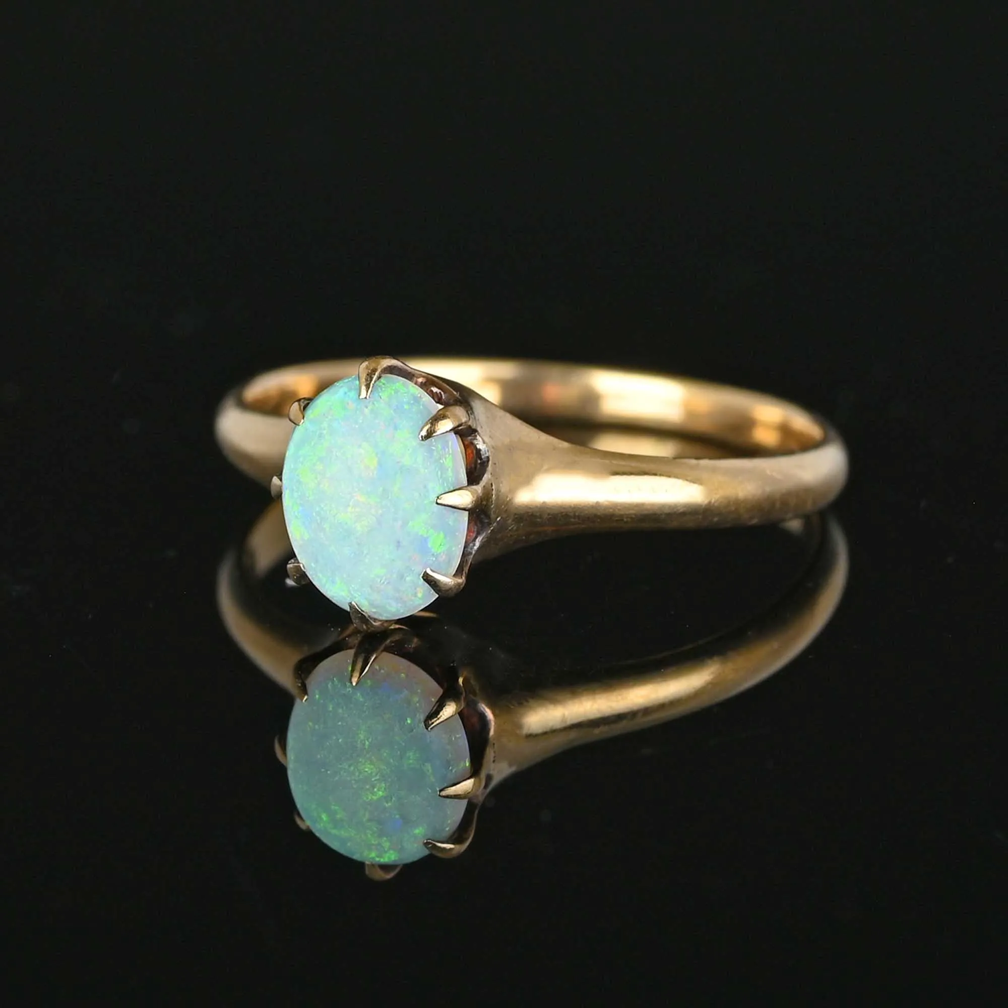 Antique Edwardian Gold Solitaire Opal Ring