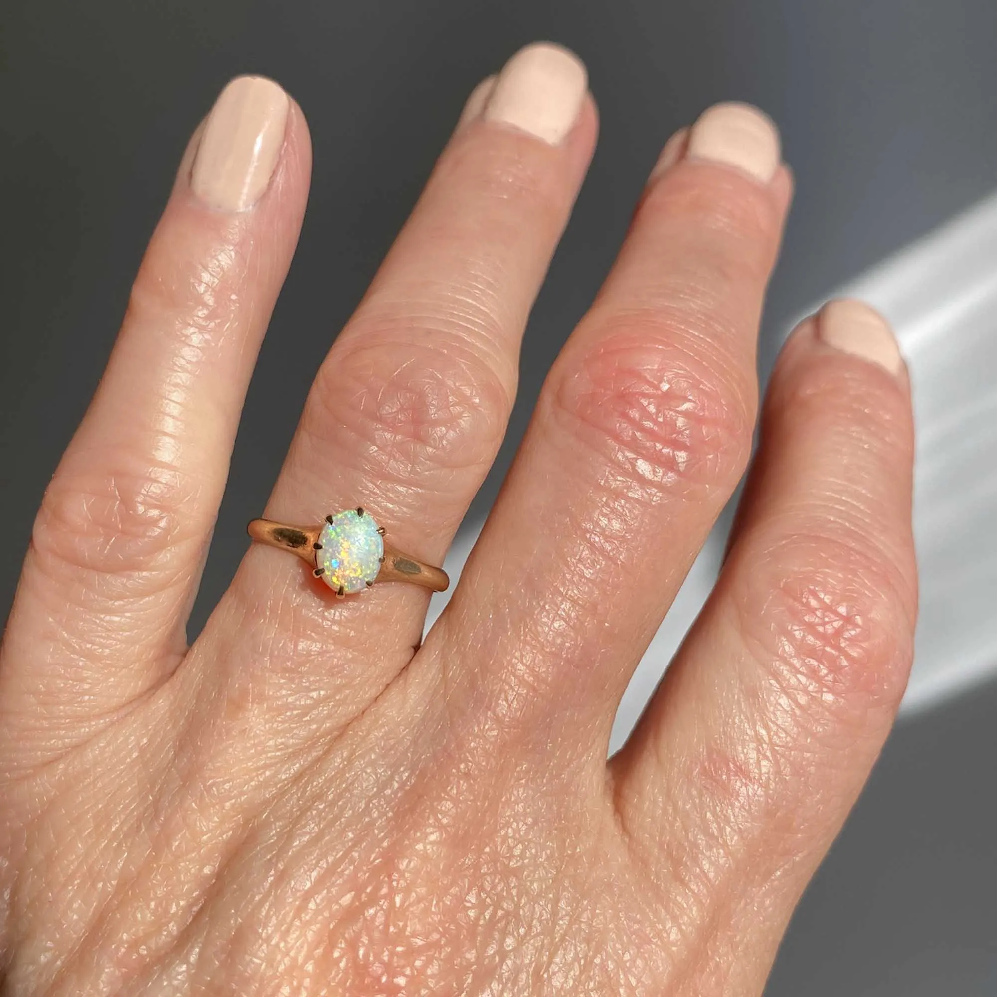 Antique Edwardian Gold Solitaire Opal Ring