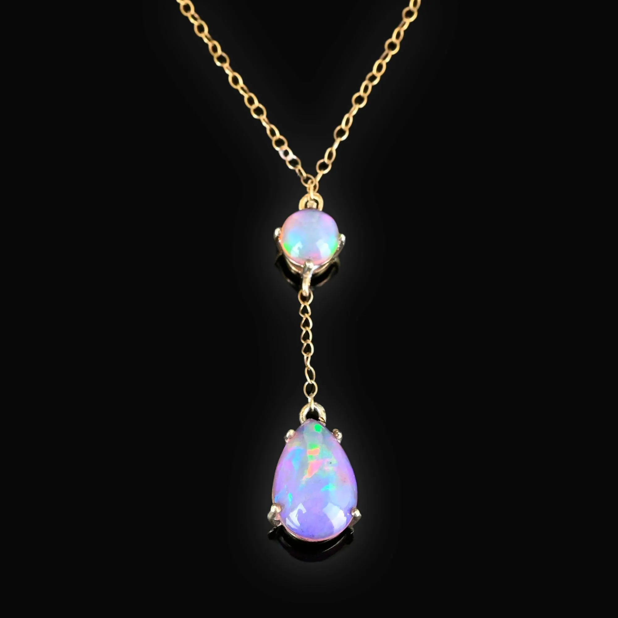 Antique Edwardian Teardrop Pear Opal Necklace