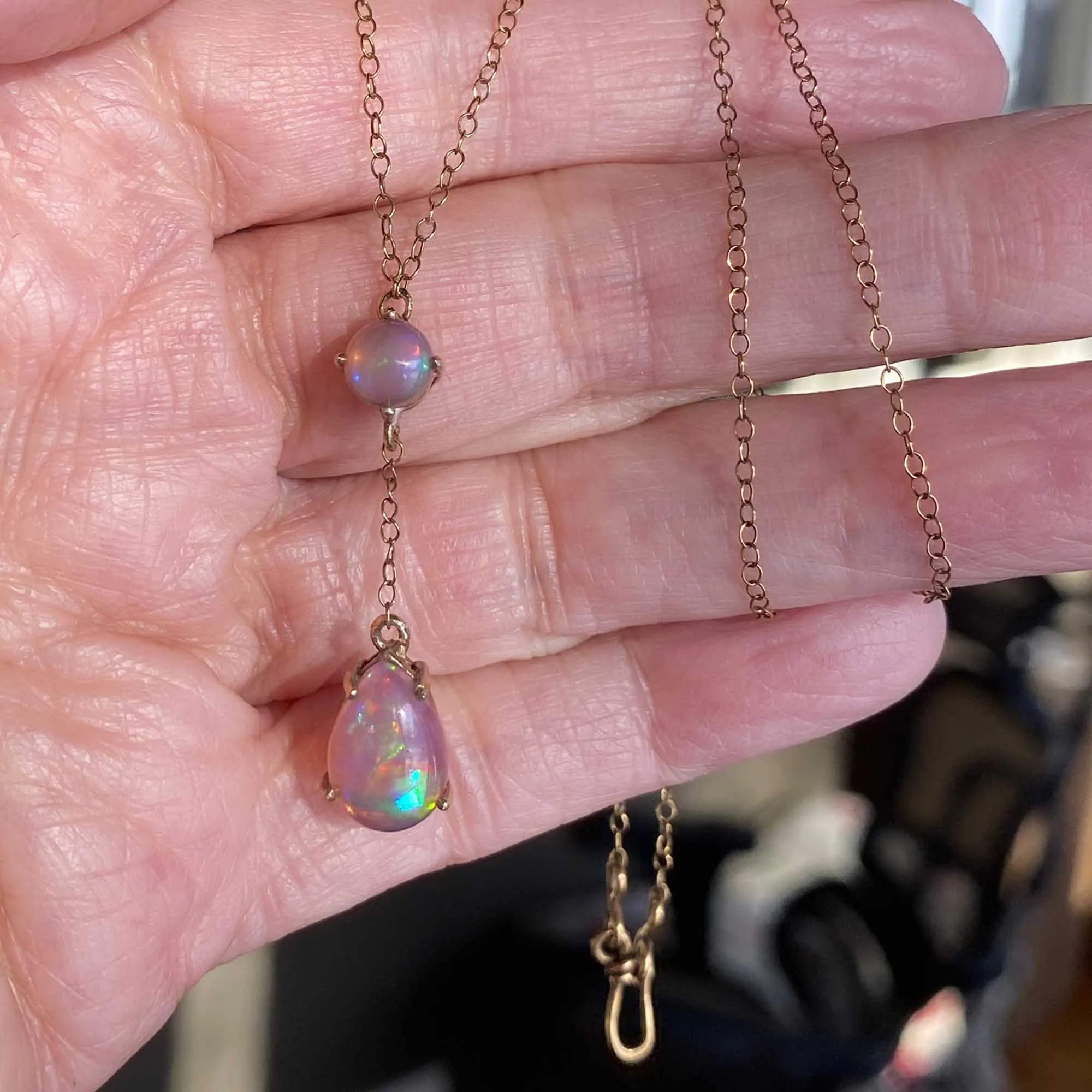 Antique Edwardian Teardrop Pear Opal Necklace