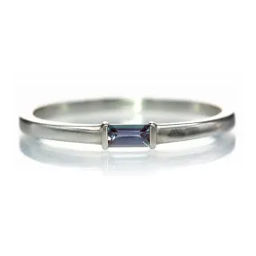 Baguette Alexandrite Stacking Solitaire Promise or Anniversary Ring