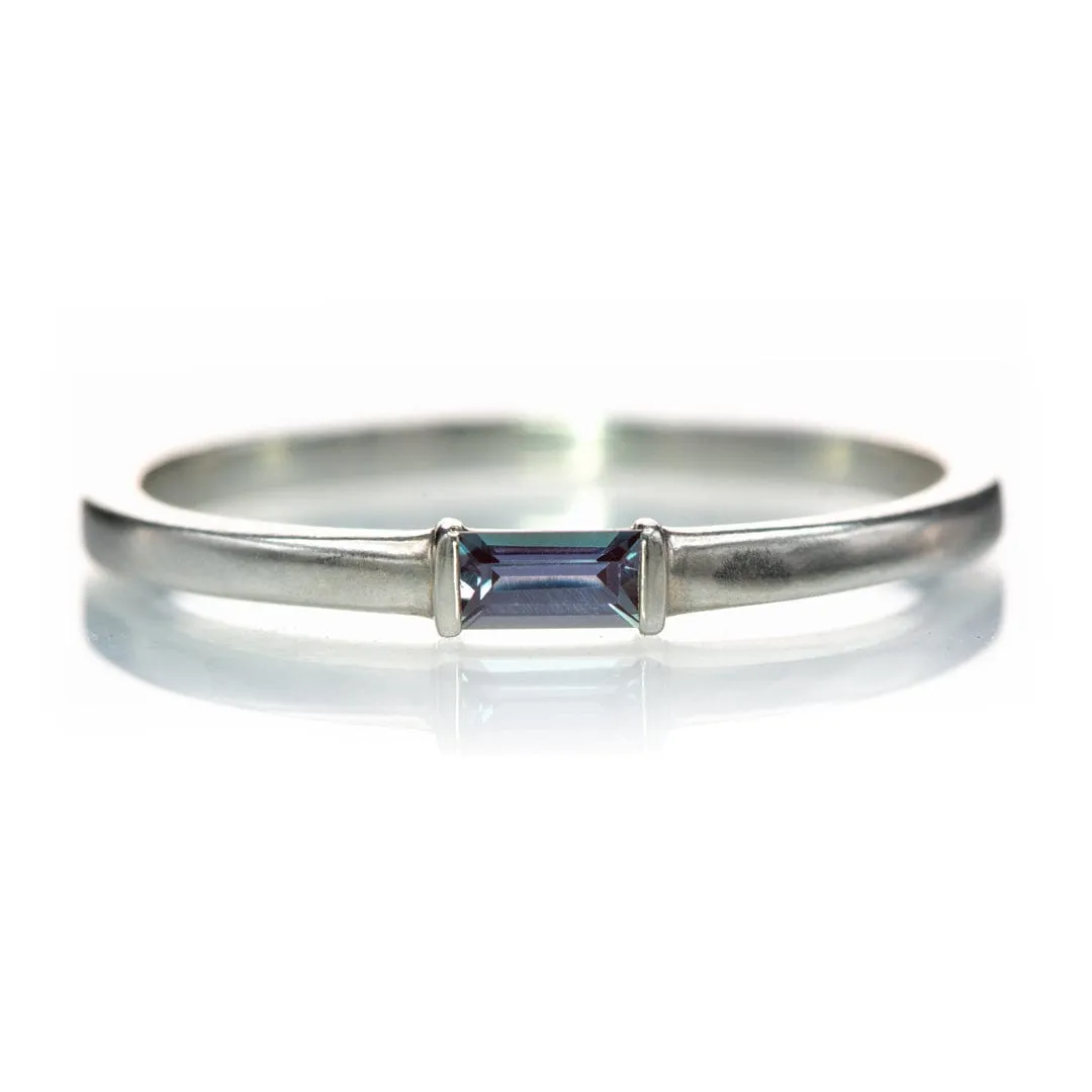 Baguette Alexandrite Stacking Solitaire Promise or Anniversary Ring