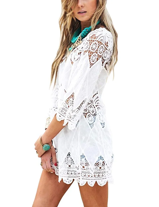 Bathing Suit Cover Up Lace Crochet Pool Swim Beach Dress