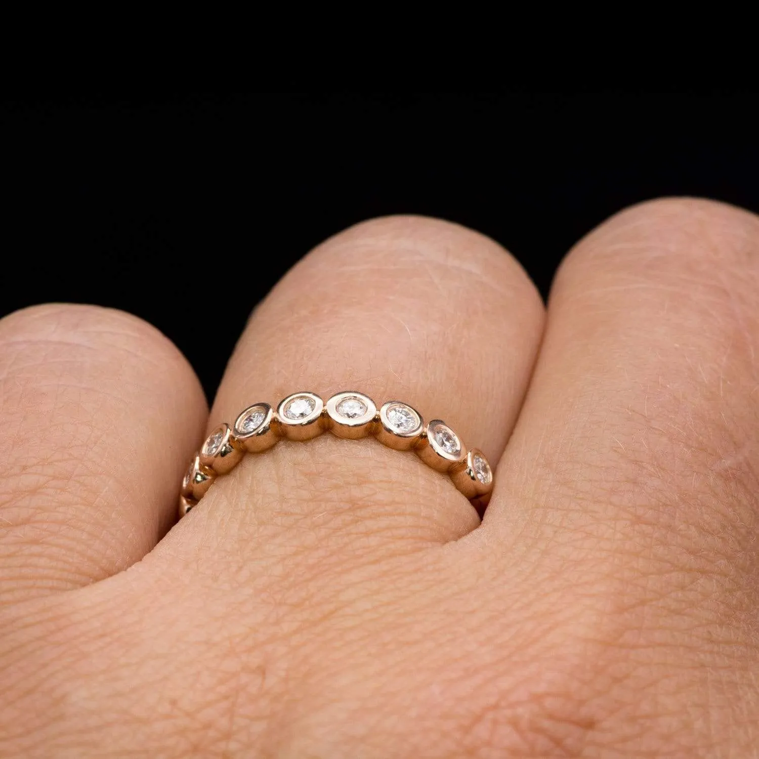 Betty Anniversary Band - Bezel Set Diamond Half Eternity Stacking Wedding Ring