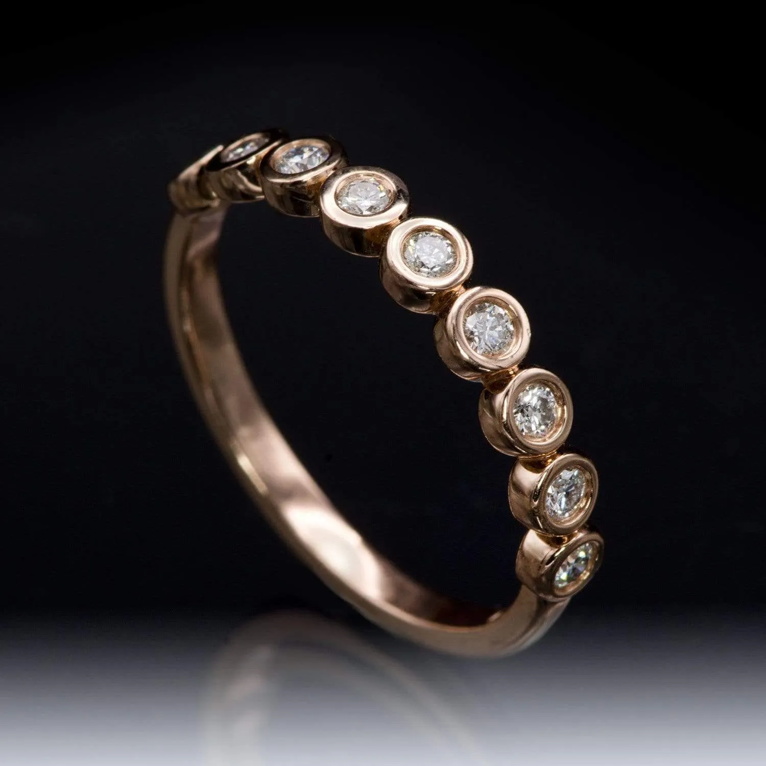 Betty Anniversary Band - Bezel Set Diamond Half Eternity Stacking Wedding Ring