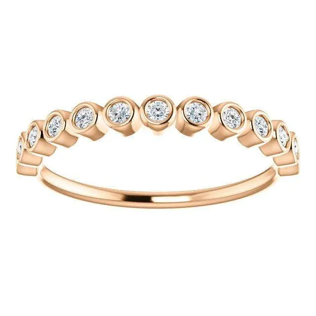 Betty Anniversary Band - Bezel Set Diamond Half Eternity Stacking Wedding Ring