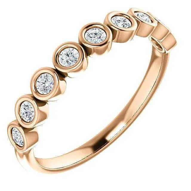 Betty Anniversary Band - Bezel Set Diamond Half Eternity Stacking Wedding Ring