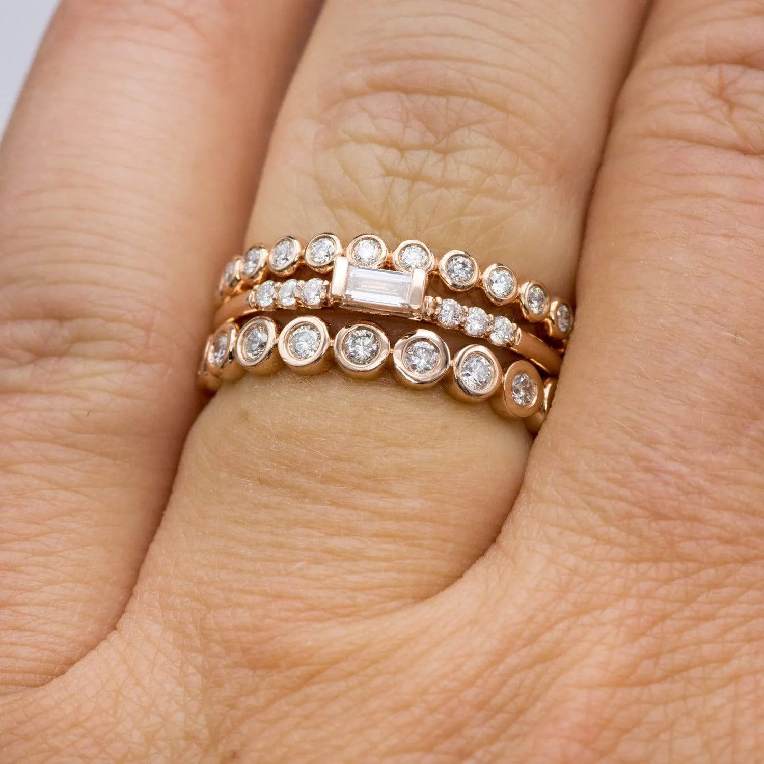 Betty Anniversary Band - Bezel Set Diamond Half Eternity Stacking Wedding Ring