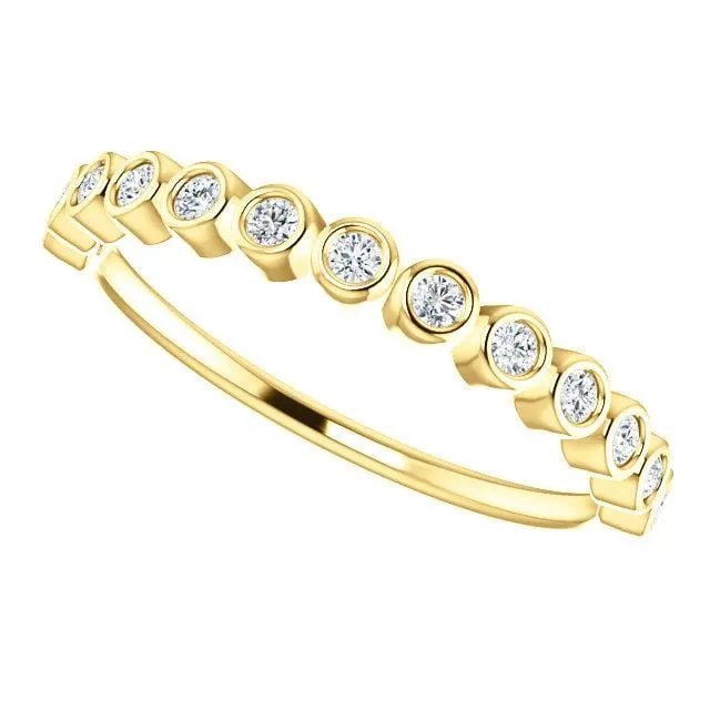 Betty Anniversary Band - Bezel Set Diamond Half Eternity Stacking Wedding Ring