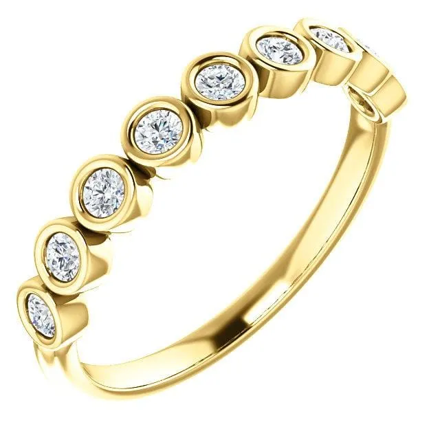 Betty Anniversary Band - Bezel Set Diamond Half Eternity Stacking Wedding Ring