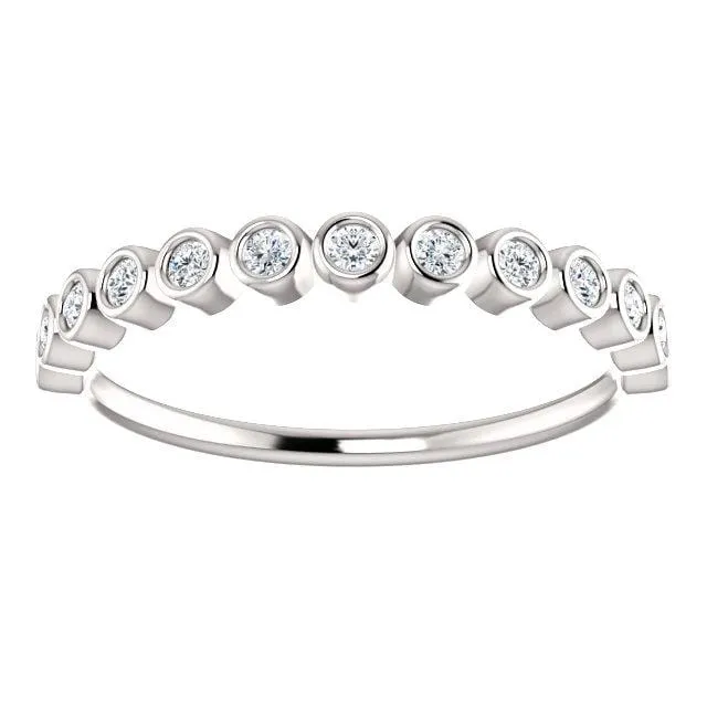 Betty Anniversary Band - Bezel Set Diamond Half Eternity Stacking Wedding Ring