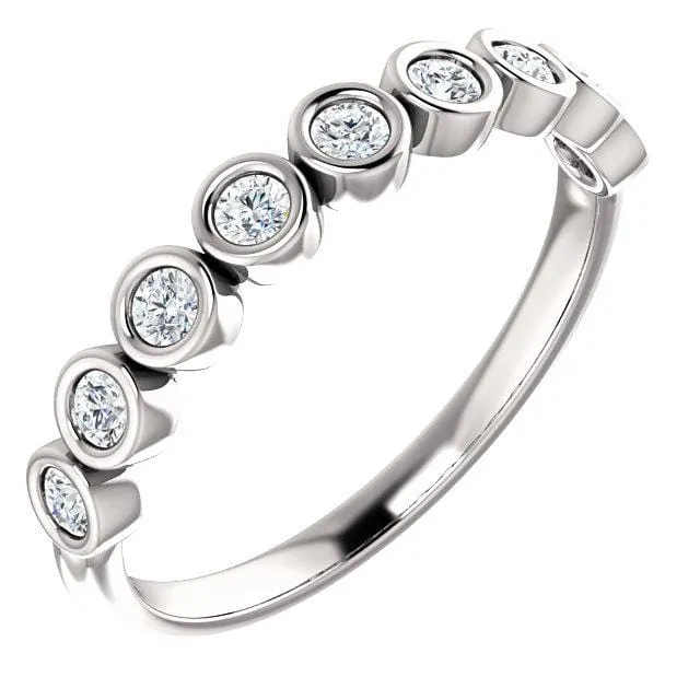 Betty Anniversary Band - Bezel Set Diamond Half Eternity Stacking Wedding Ring