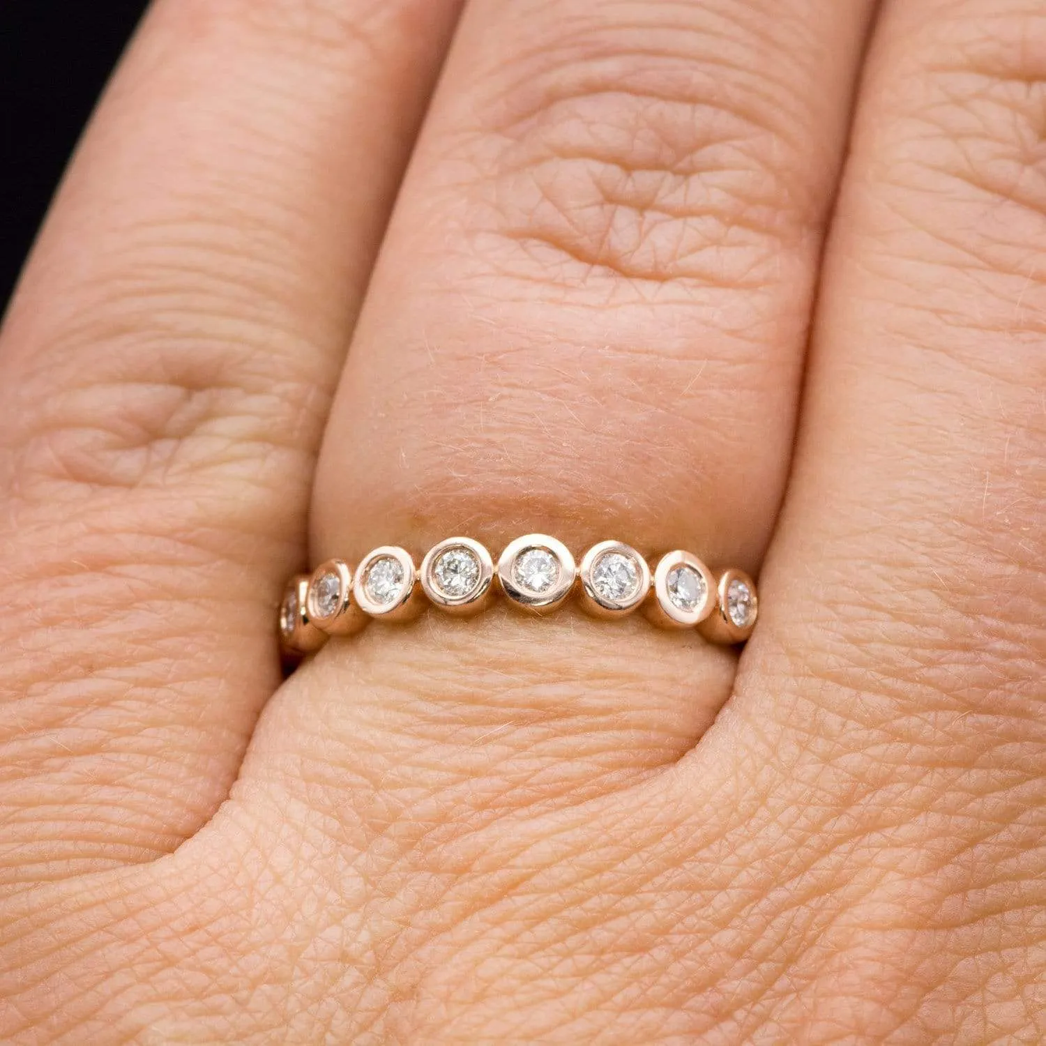 Betty Anniversary Band - Bezel Set Diamond Half Eternity Stacking Wedding Ring