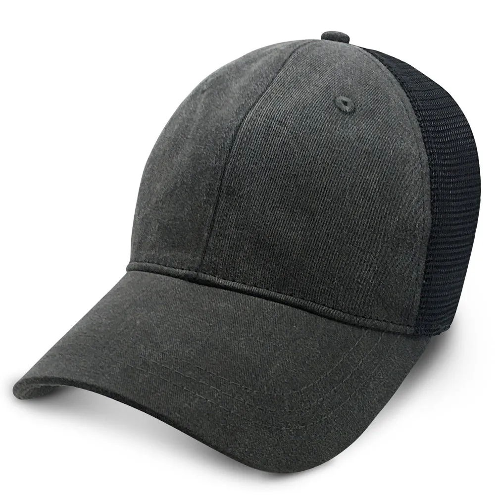 Black with Mesh Weathered - Unstructured Baseball Cap