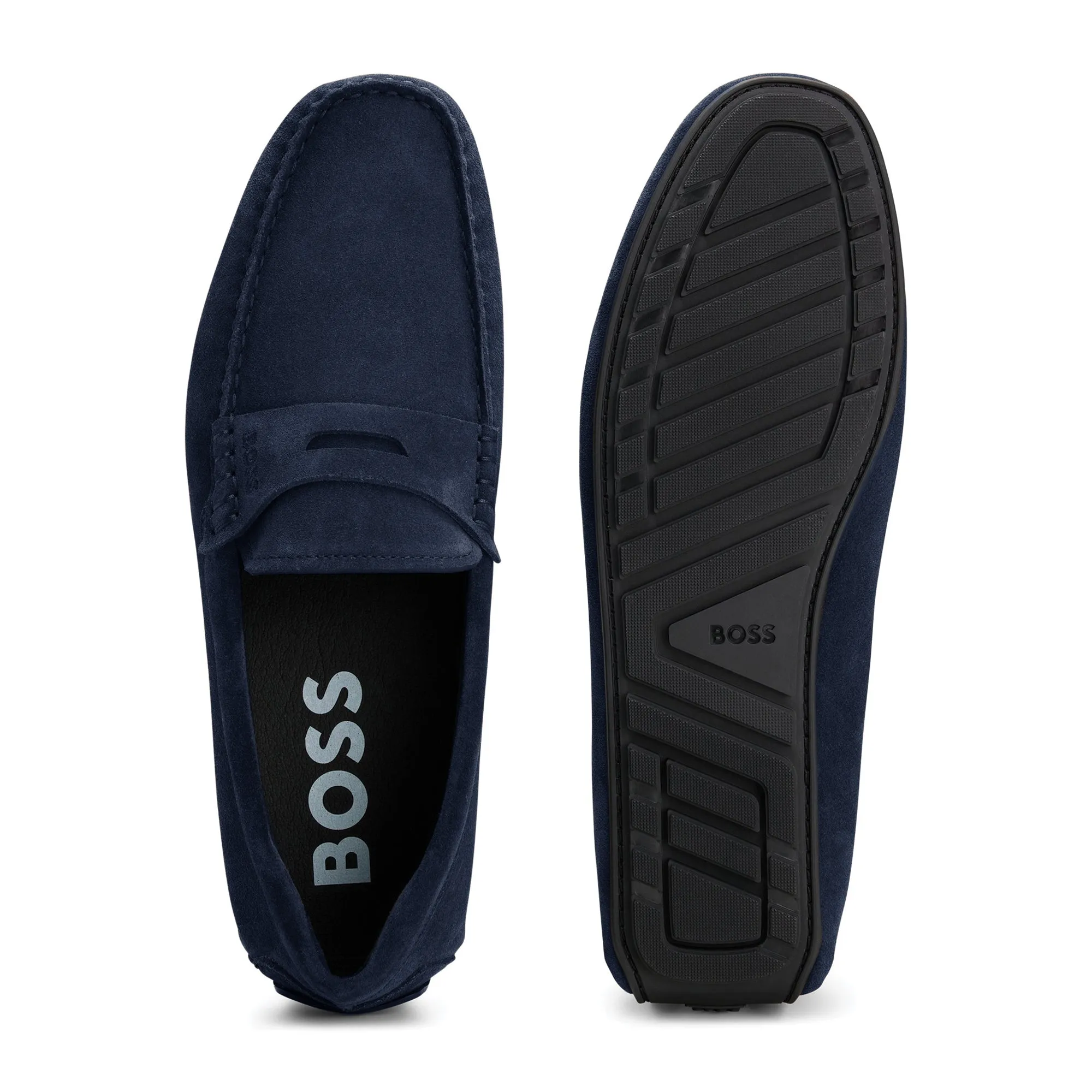 Boss Noel Mocc Driving Shoe - Dark Blue Suede