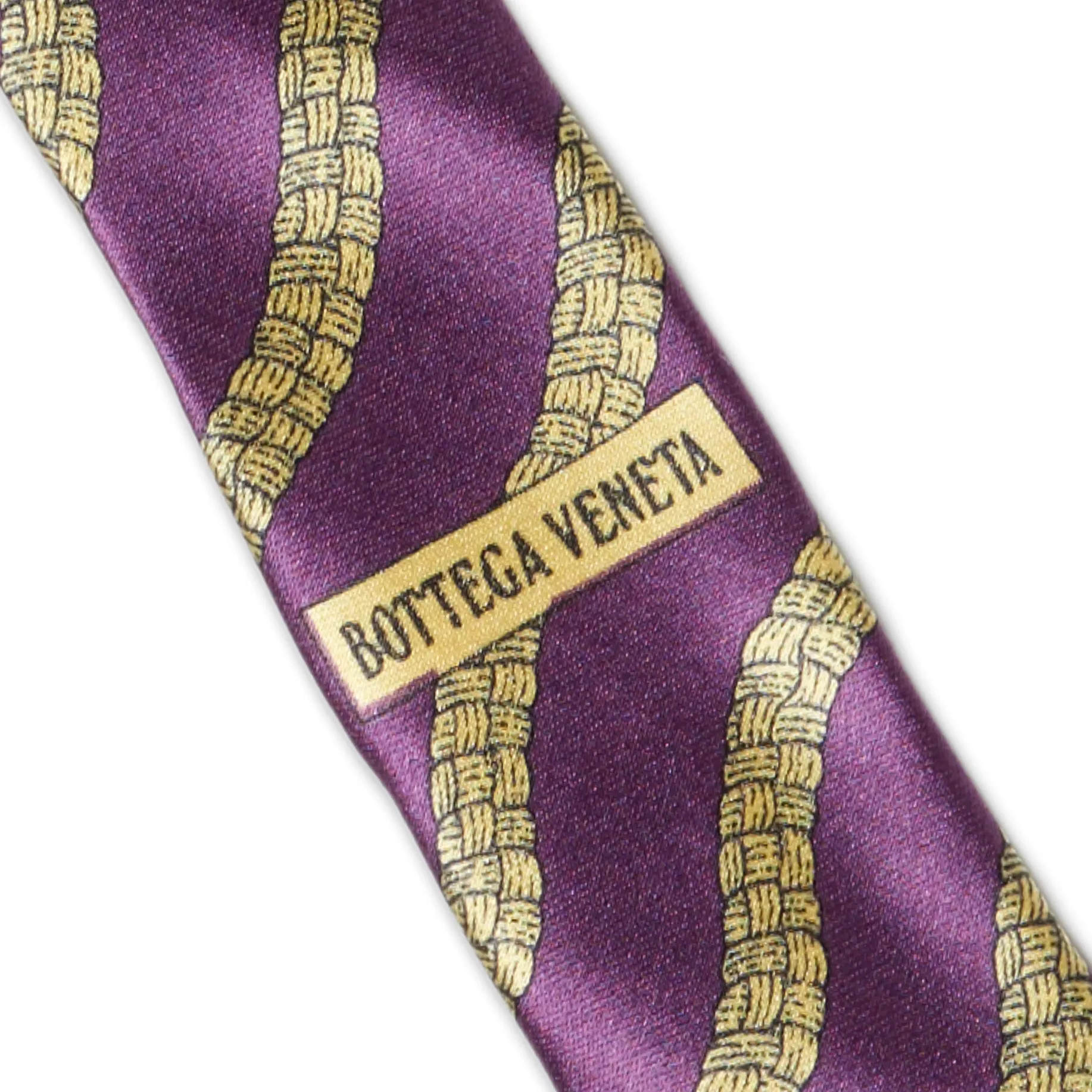 BOTTEGA VENETA Handmade Purple-Yellow Striped Silk Tie