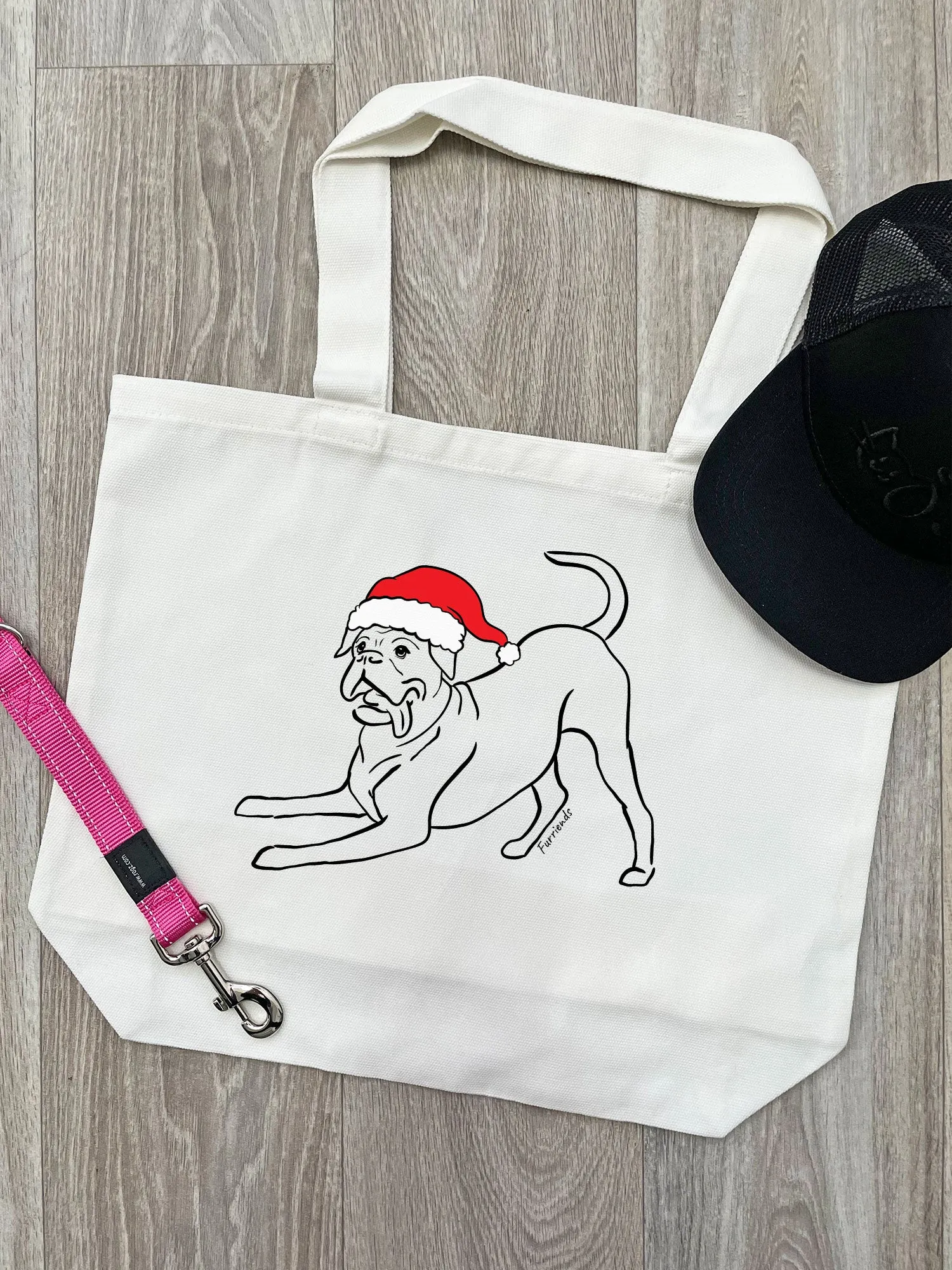 Boxer Christmas Edition Cotton Canvas Shoulder Tote Bag