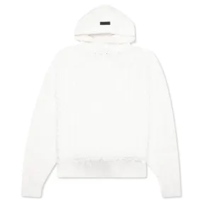 Cable Knit Hoodie - Cloud Dancer