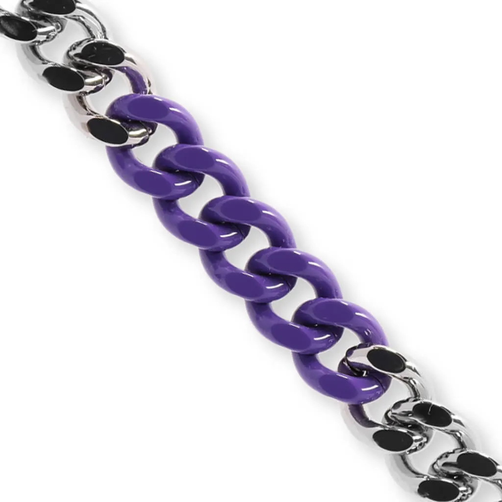 Colored Link Buckle Bracelet - Silver/Purple