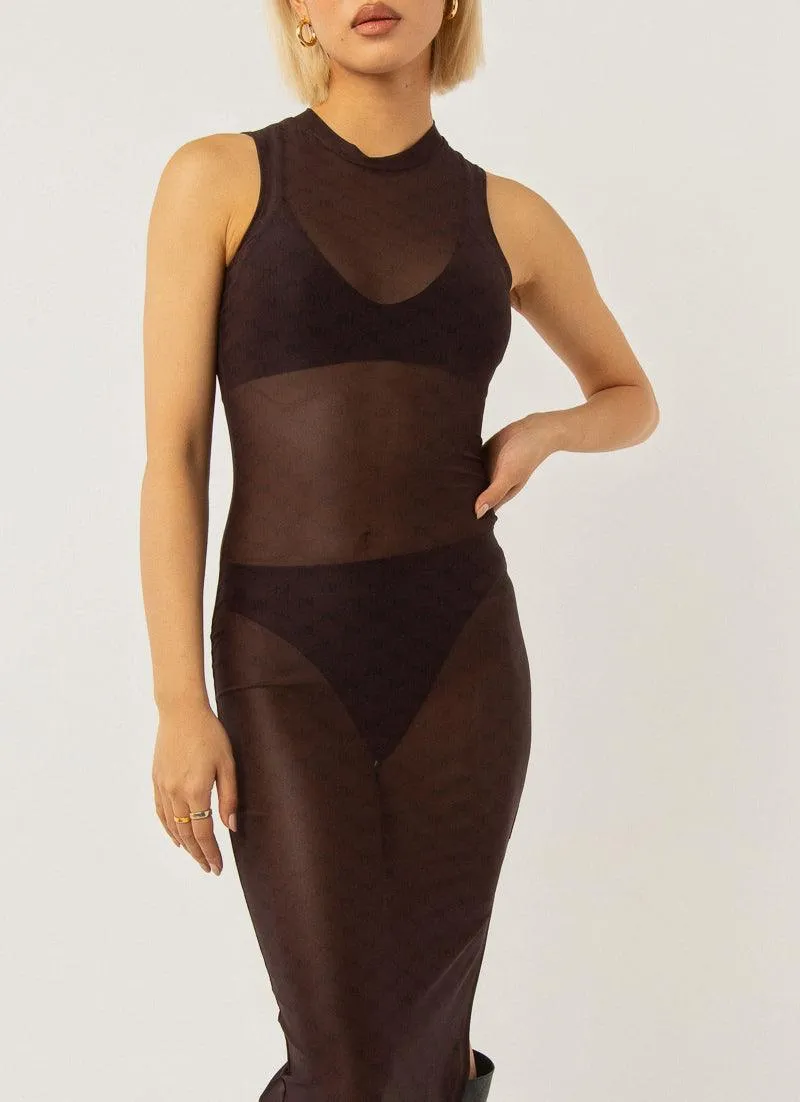 Cool To Be Kind Mesh Dress - Chocolate Monogram