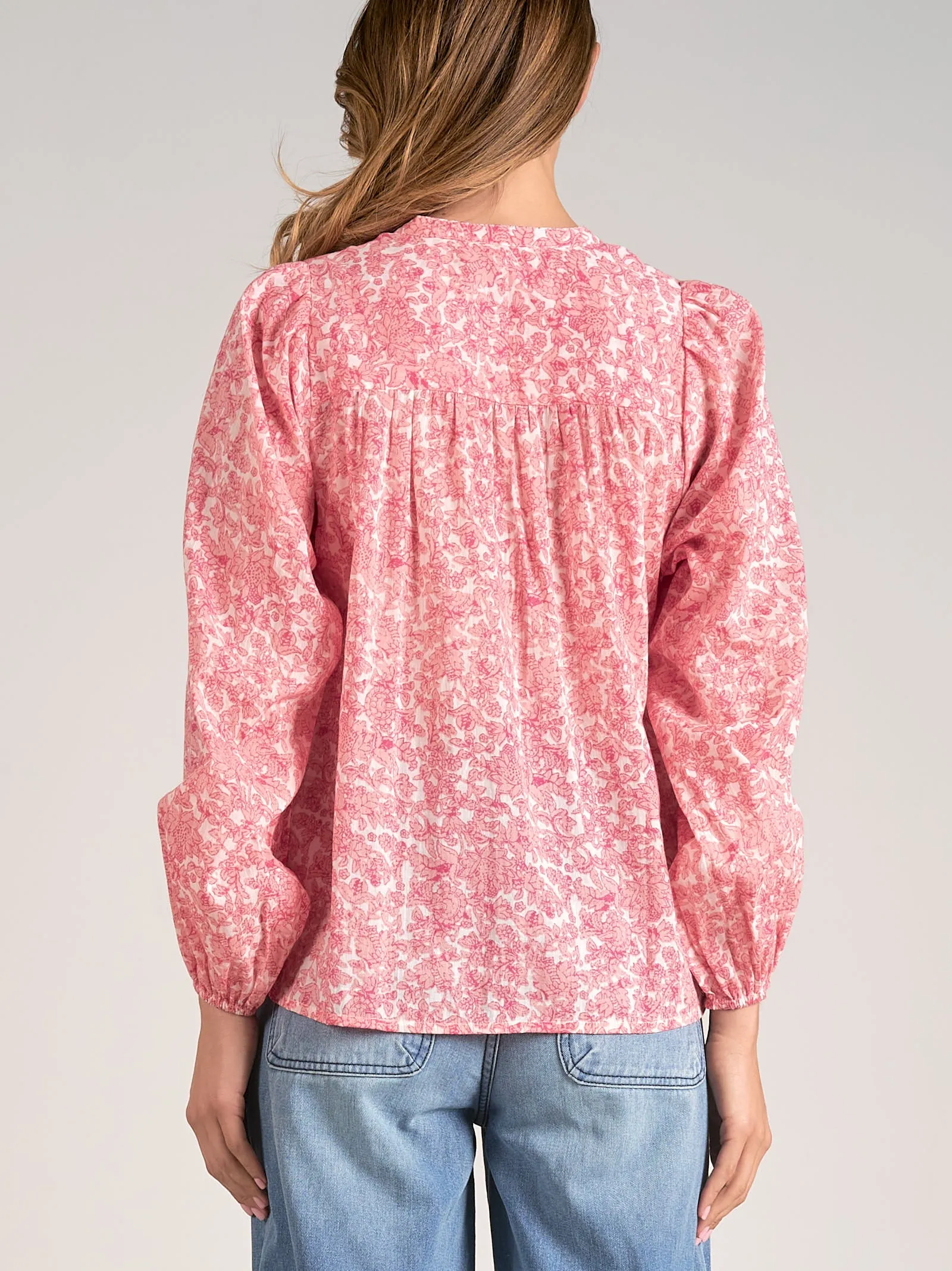 Elan Button Front Floral Top