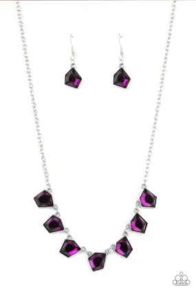 Experimental Edge Purple Rhinestone Necklace - Paparazzi Accessories