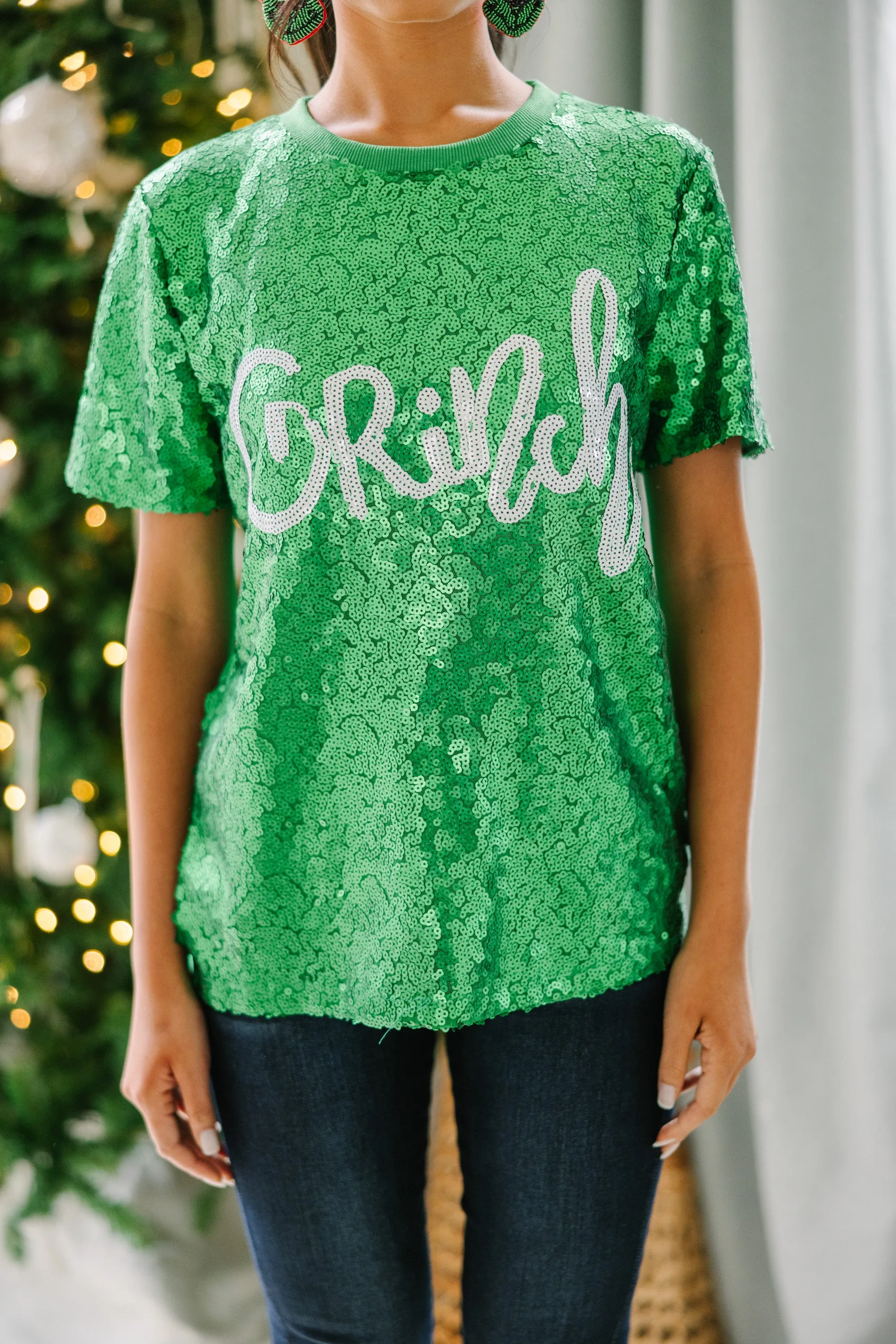 Feeling Grinchy Green Sequin Tee