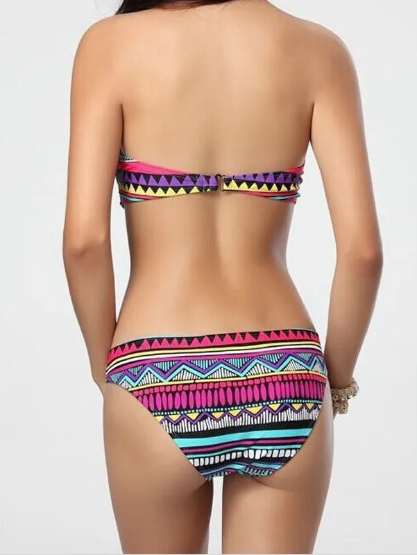 Geometric Print Bikini with Underwire Swimwear