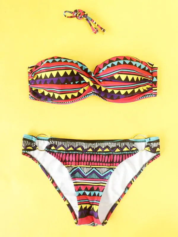 Geometric Print Bikini with Underwire Swimwear