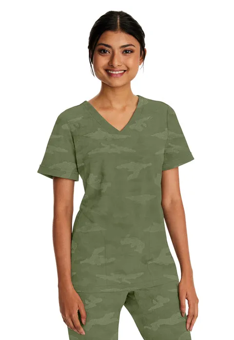 HH PL JACQUARD Women's Joy V-Neck Camo Scrub Top 2353