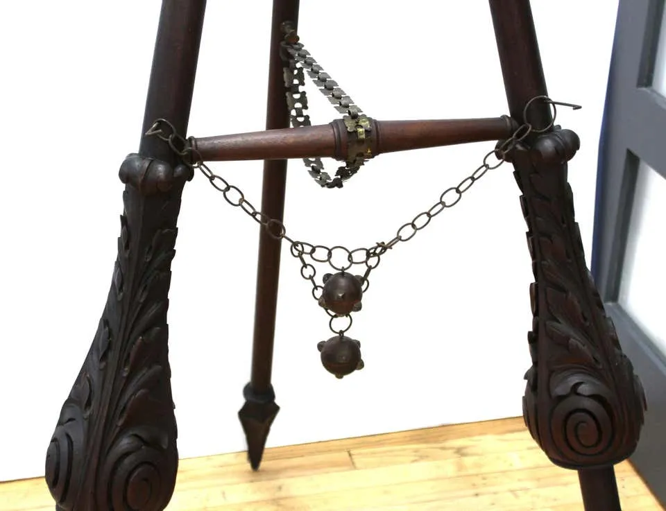 Italian Renaissance Revival Easel with Jousting Lances & Knight Helmet Finial