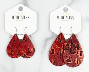 Leather Teardrop Earring Wildwood Red