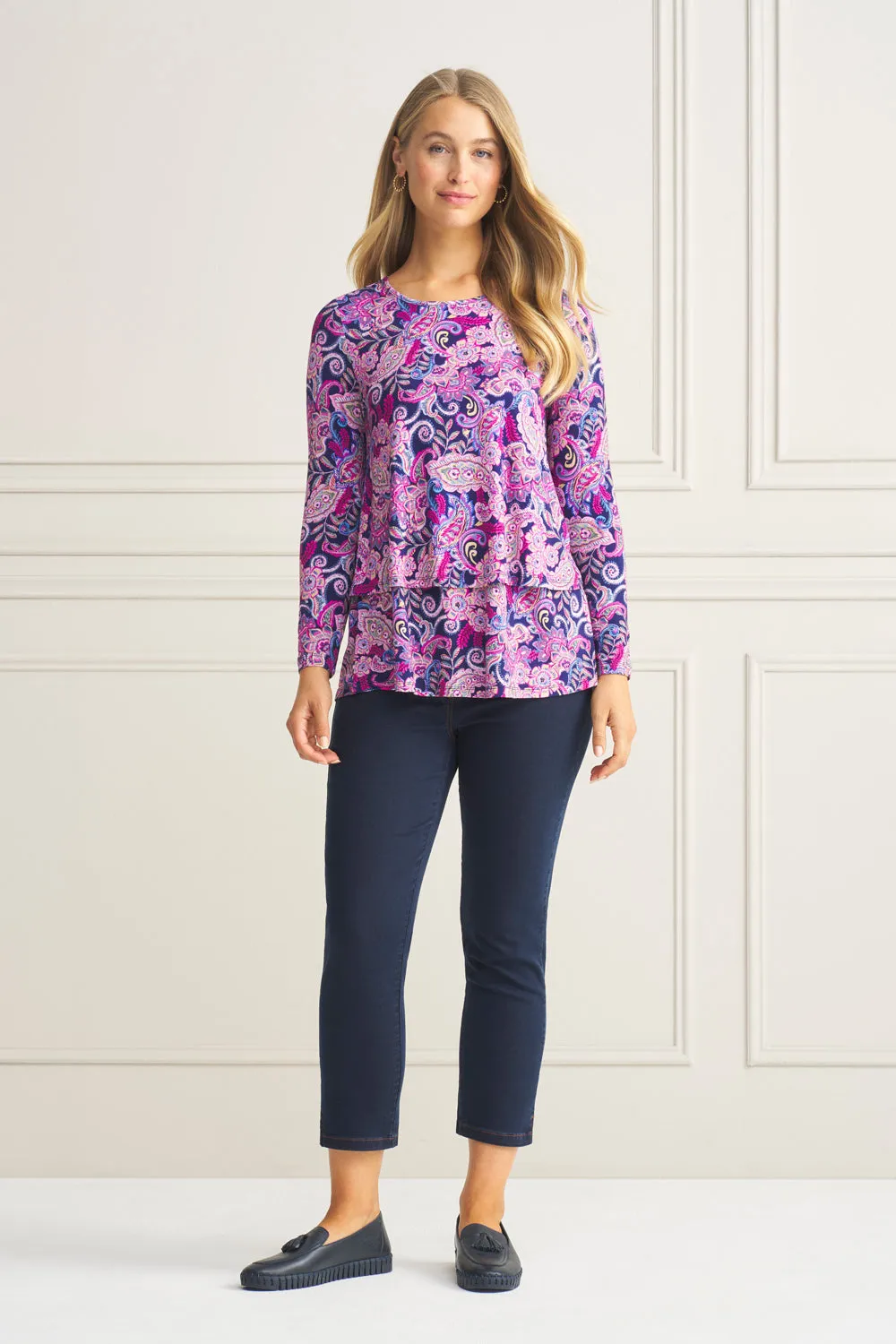 Long Sleeve Layered Tee - Colourful Paisley