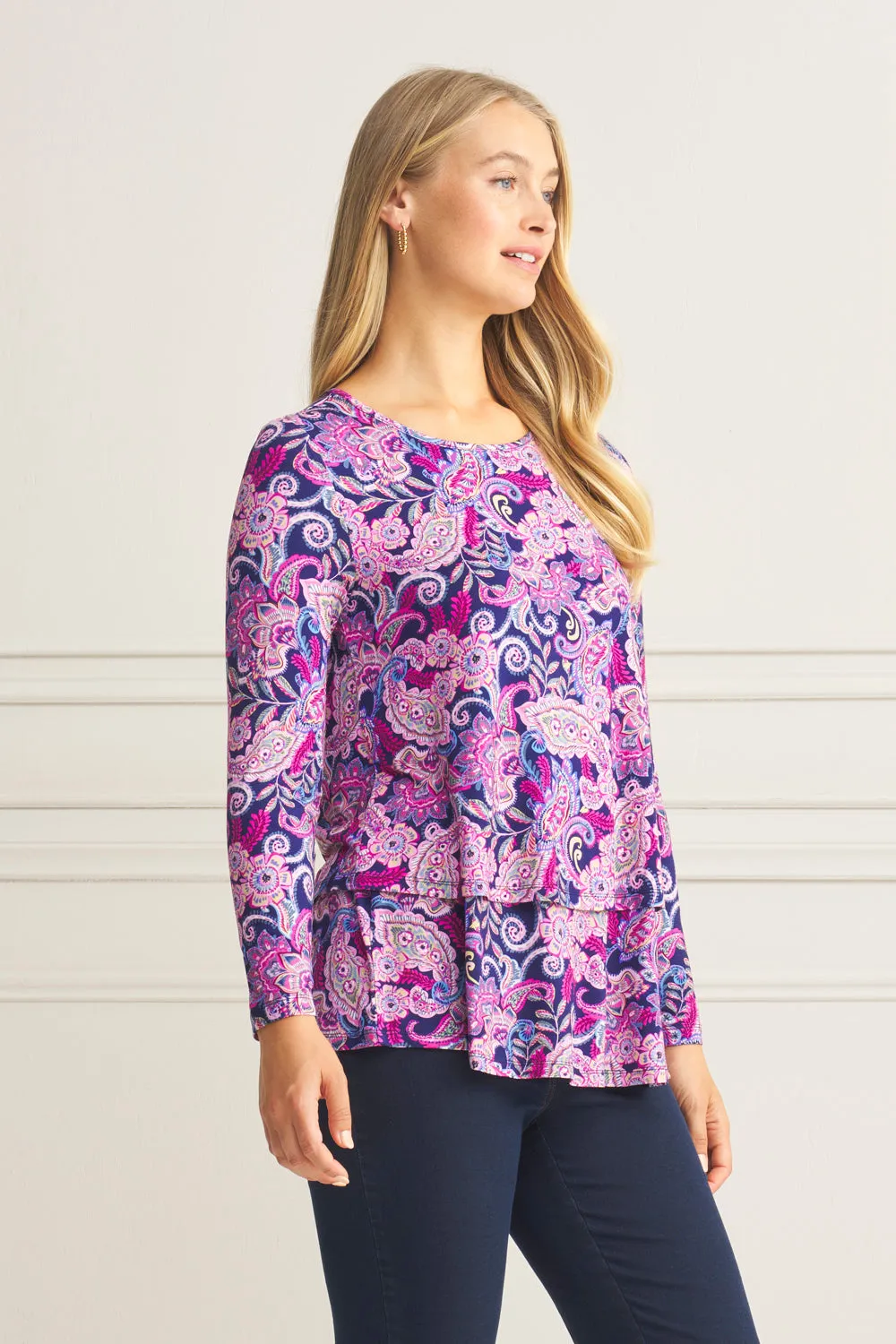 Long Sleeve Layered Tee - Colourful Paisley