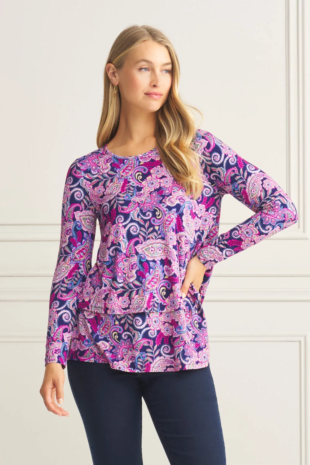 Long Sleeve Layered Tee - Colourful Paisley