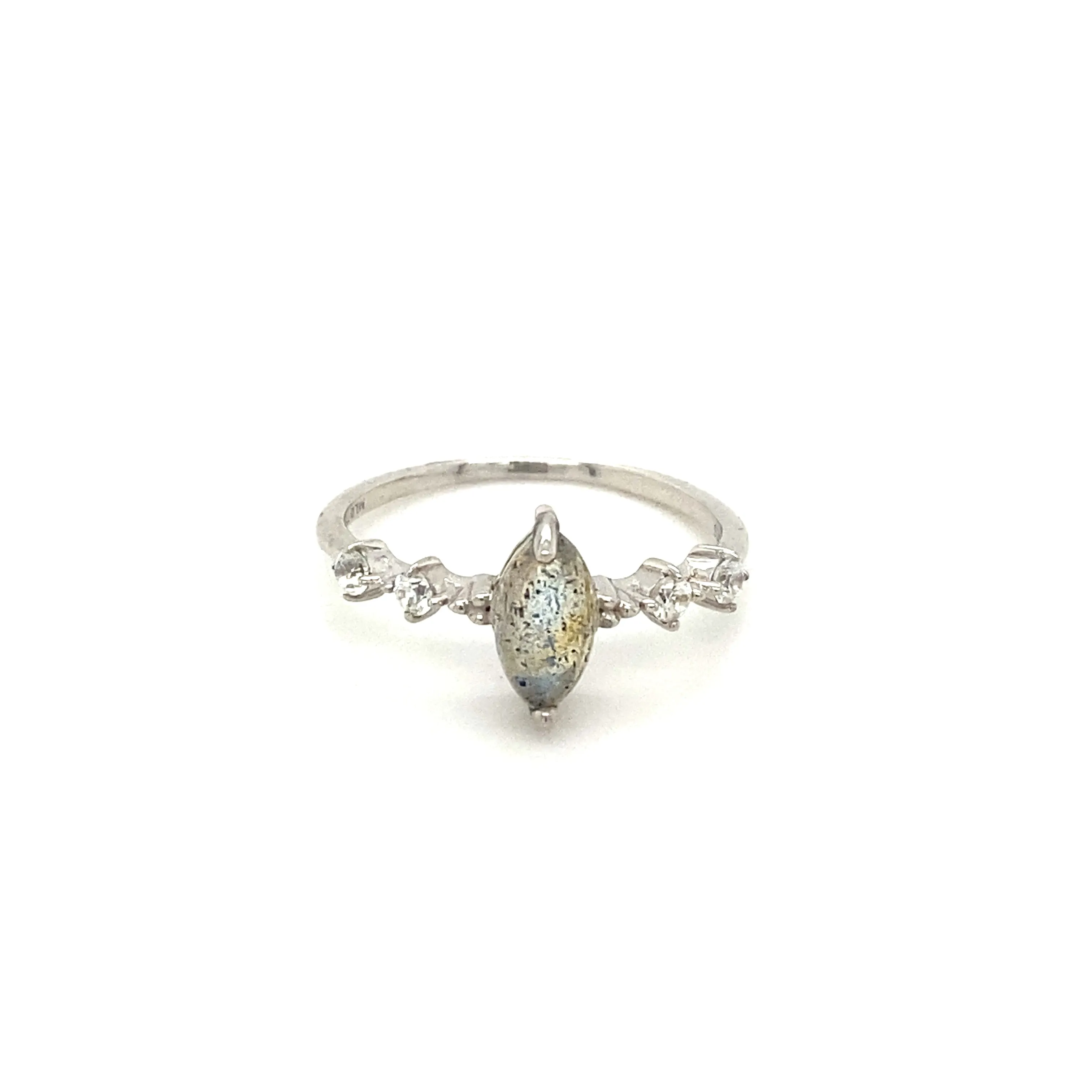 Marquise Gemstone and White Zircon Ring