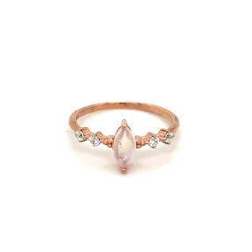 Marquise Gemstone and White Zircon Ring