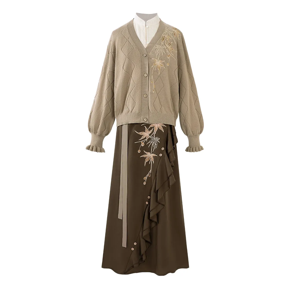 Modern Hanfu Autumn Outfit: Maple Pavilion 枫亭晚