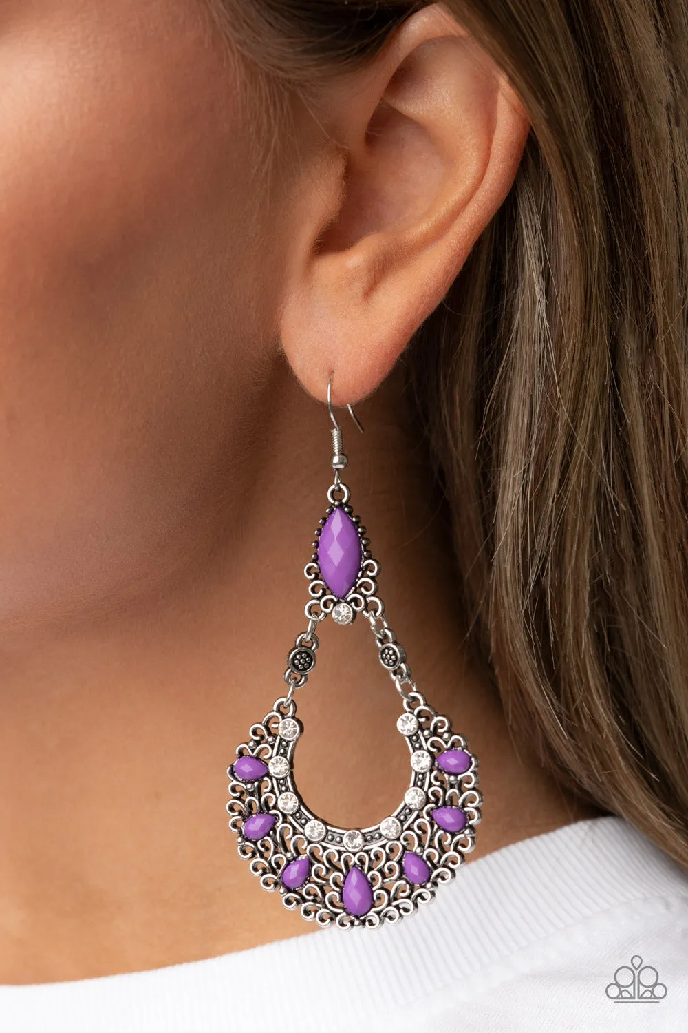 Paparazzi Accessories - Fluent in Florals - Purple Earrings